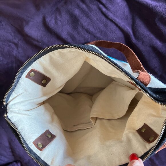 Nan-Made One of a Kind XL Wool and Leather Tote - Picture 4 of 6